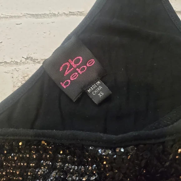 2b Bebe Black Sequin Top, Size XS - Picture 2 of 3
